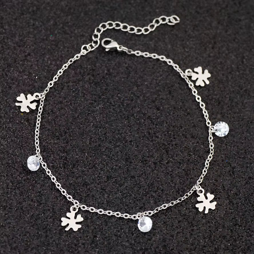 Allergy Free Stainless Steel Anklets for Women Star Love Heart Charm Ankle Bracelet on Leg Crystal Foot Chains Beach Accessories