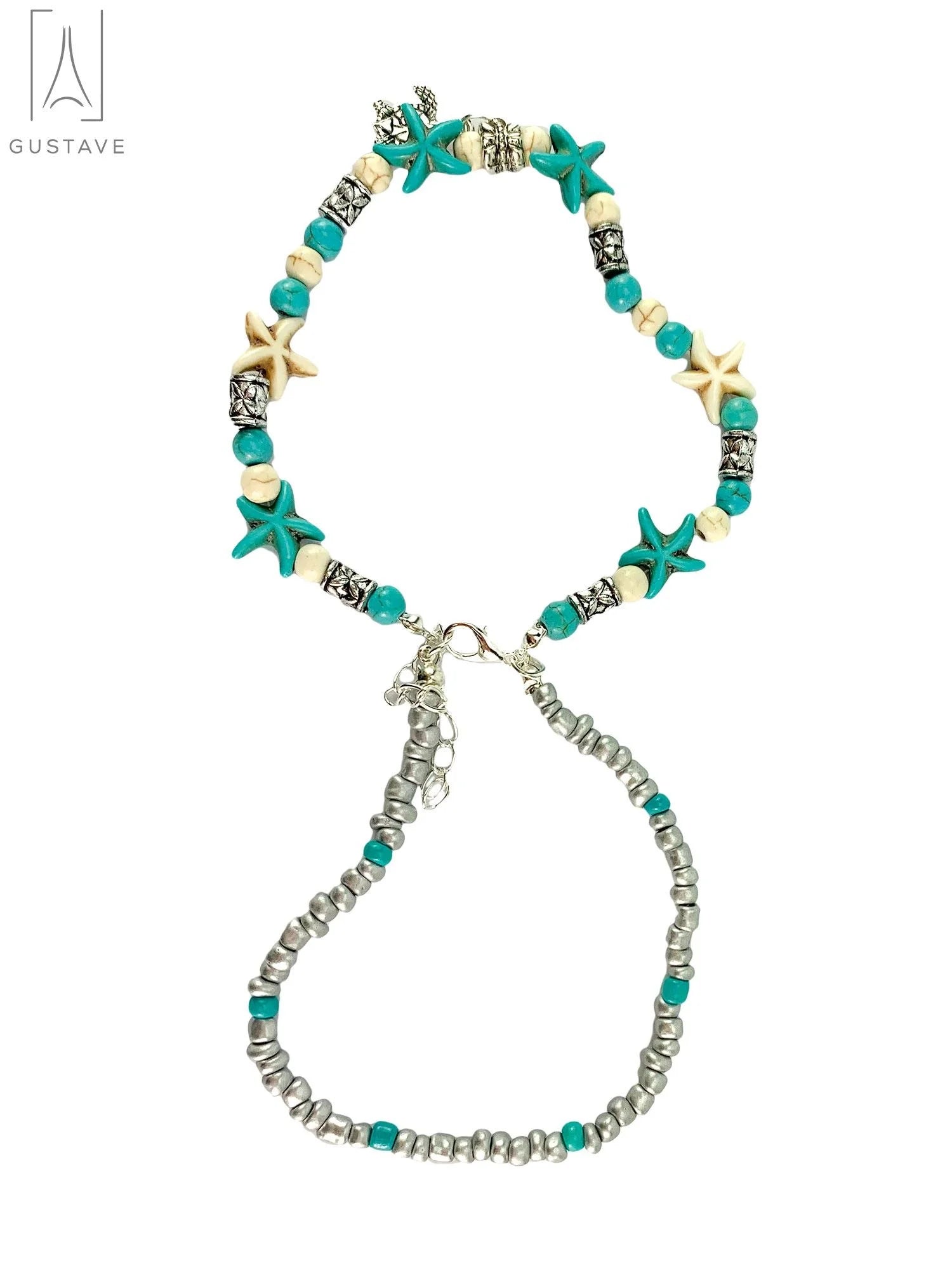 Starfish & Sea Turtle Ankle Bracelet for Women, Boho Double Layer Anklet Fashion Barefoot Sandal Beach Foot Chain Jewelry Gifts