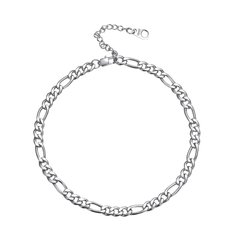 Solid Silver Anklets Barefoot Jewelry 5Mm Figaro Chain Ankle Bracelet Fit Women Men