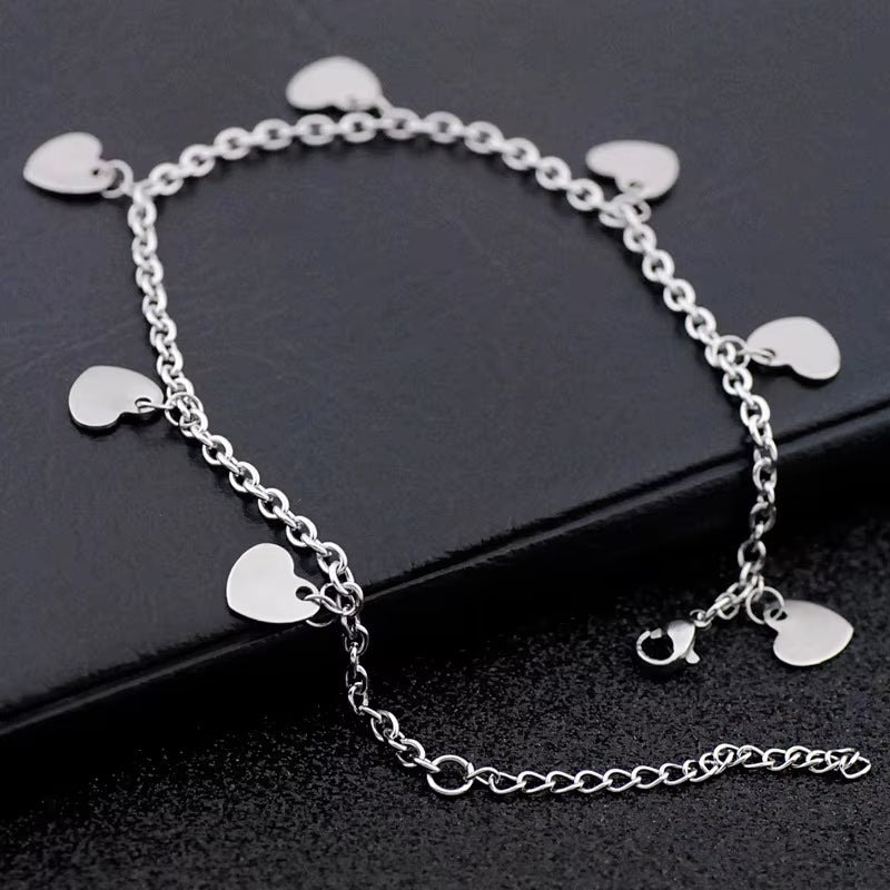 Allergy Free Stainless Steel Anklets for Women Star Love Heart Charm Ankle Bracelet on Leg Crystal Foot Chains Beach Accessories
