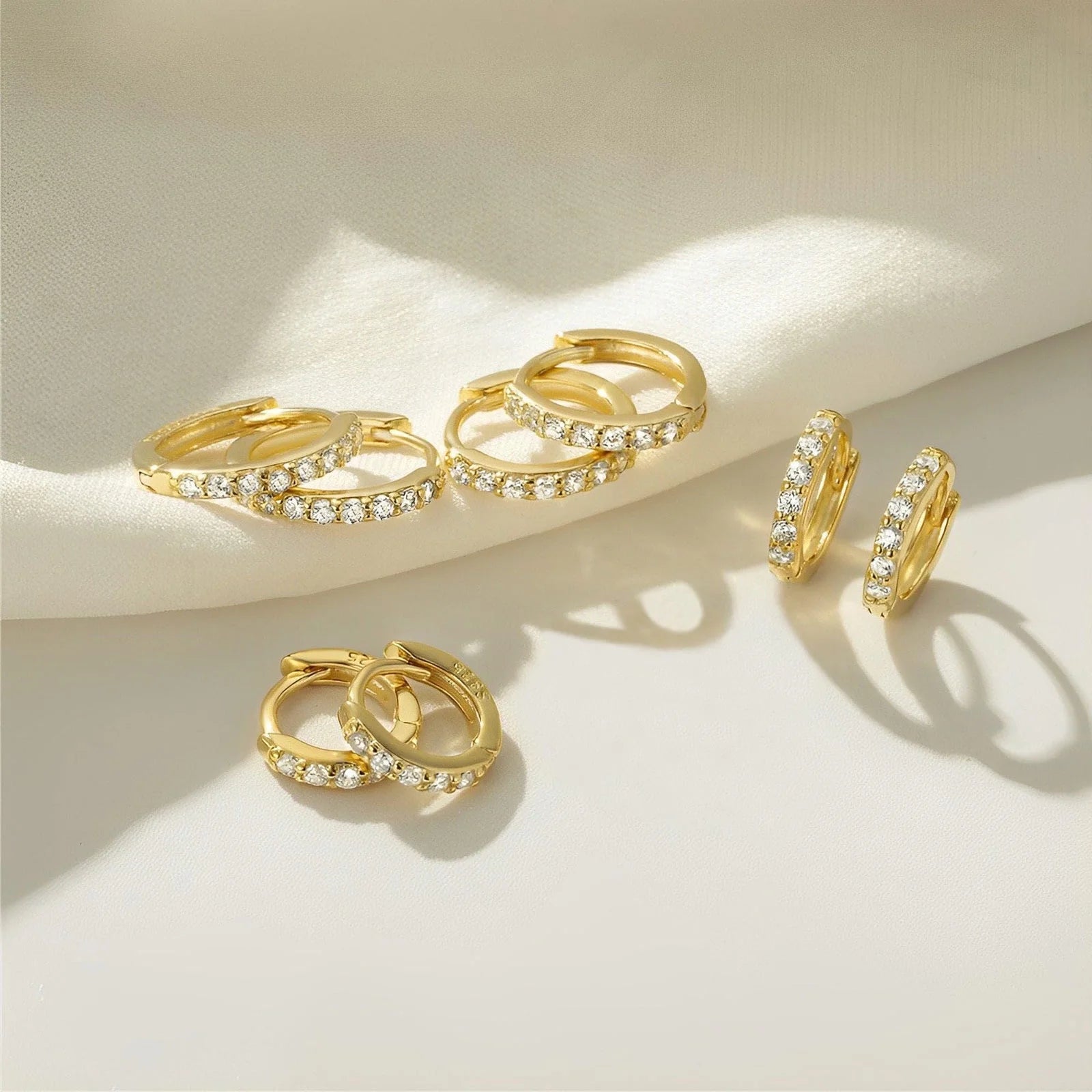 4 Pairs Gold Hoop Earrings for Women Cubic Zirconia Little Tiny Small Huggie Cartilage Hypoallergenic Earrings Set for Multiple Piercing Wedding Birthday Jewelry Gifts Teen Ideas