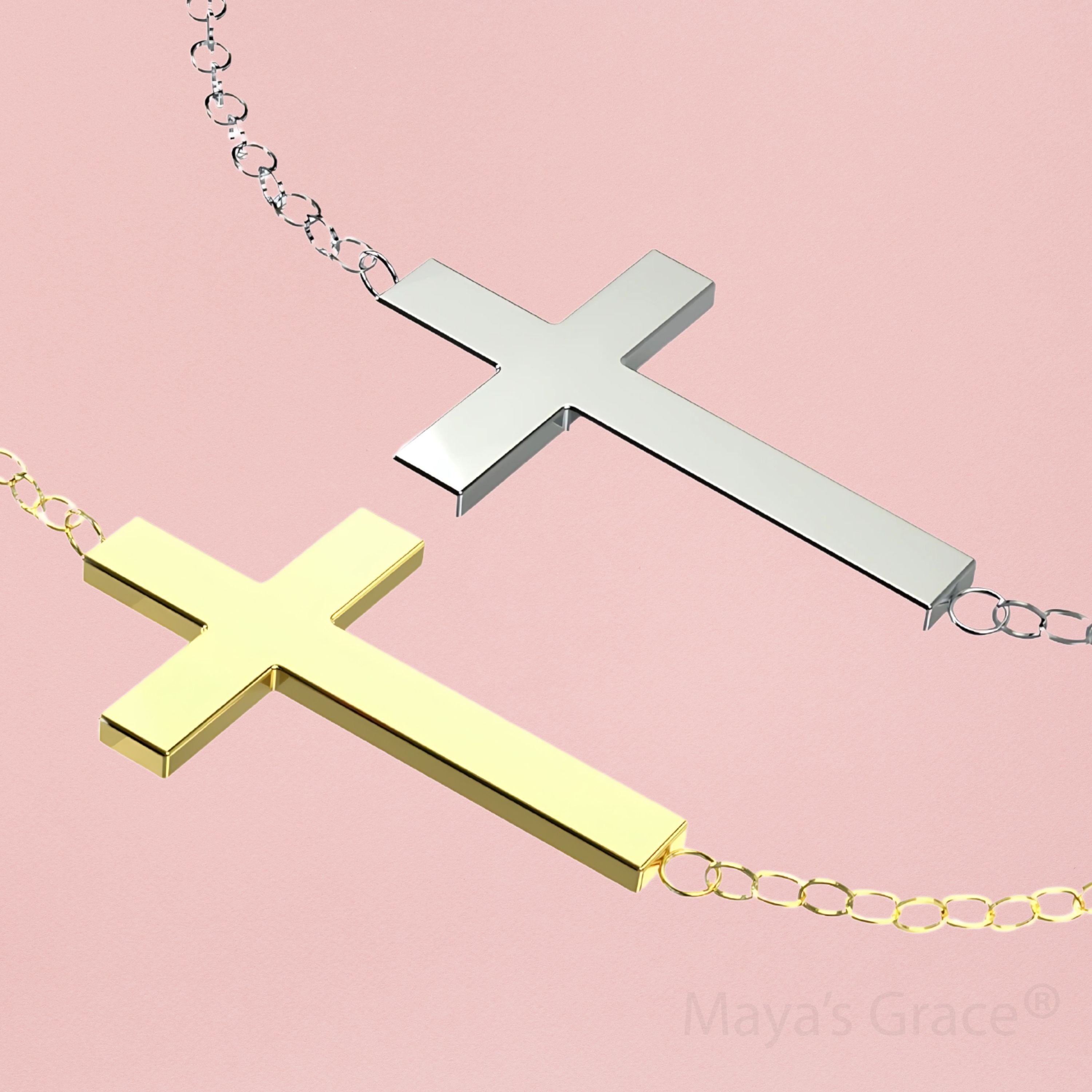 Adjustable Cross Ankle Bracelet for Women - Silver