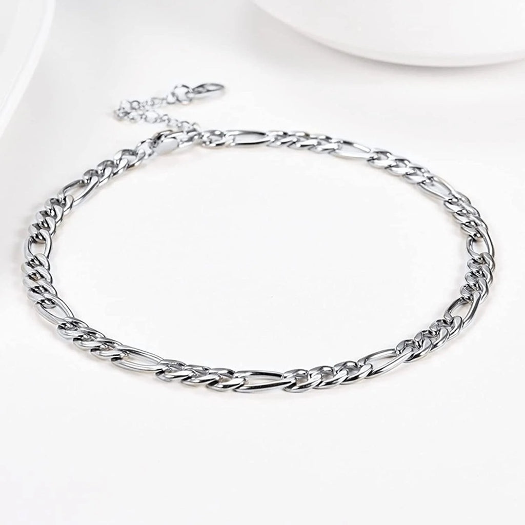Solid Silver Anklets Barefoot Jewelry 5Mm Figaro Chain Ankle Bracelet Fit Women Men