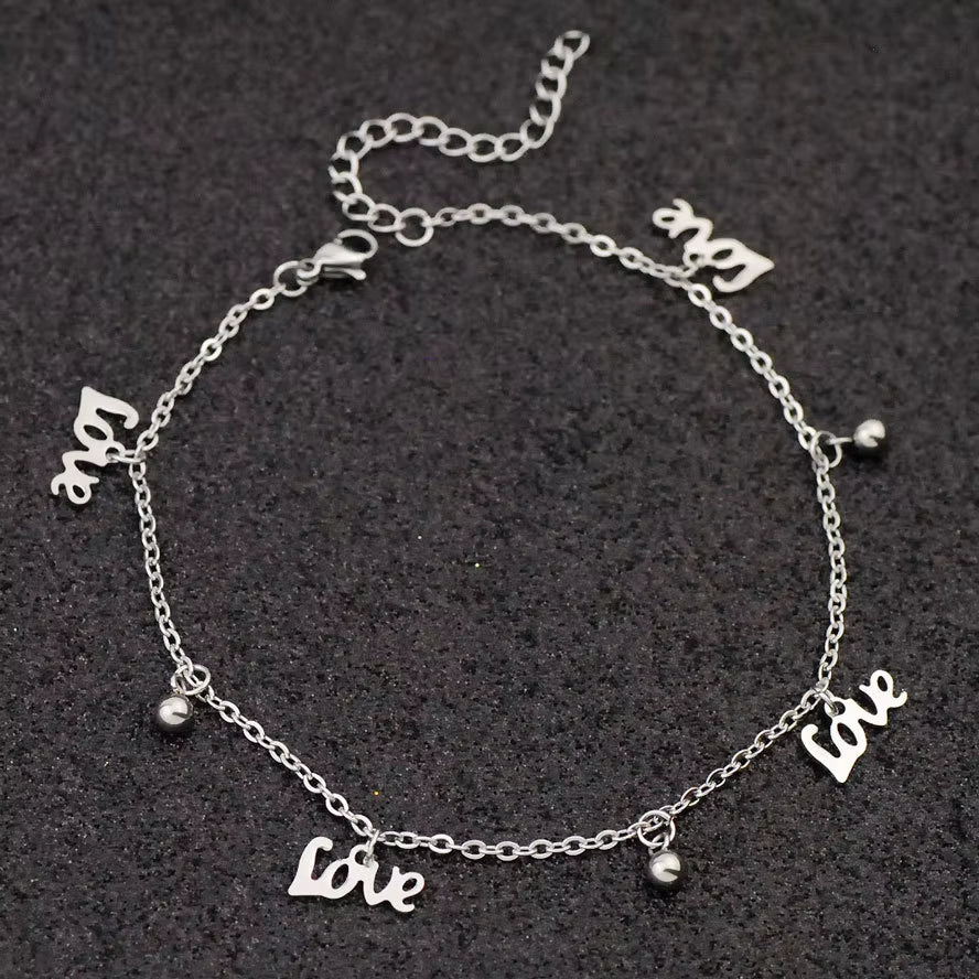 Allergy Free Stainless Steel Anklets for Women Star Love Heart Charm Ankle Bracelet on Leg Crystal Foot Chains Beach Accessories