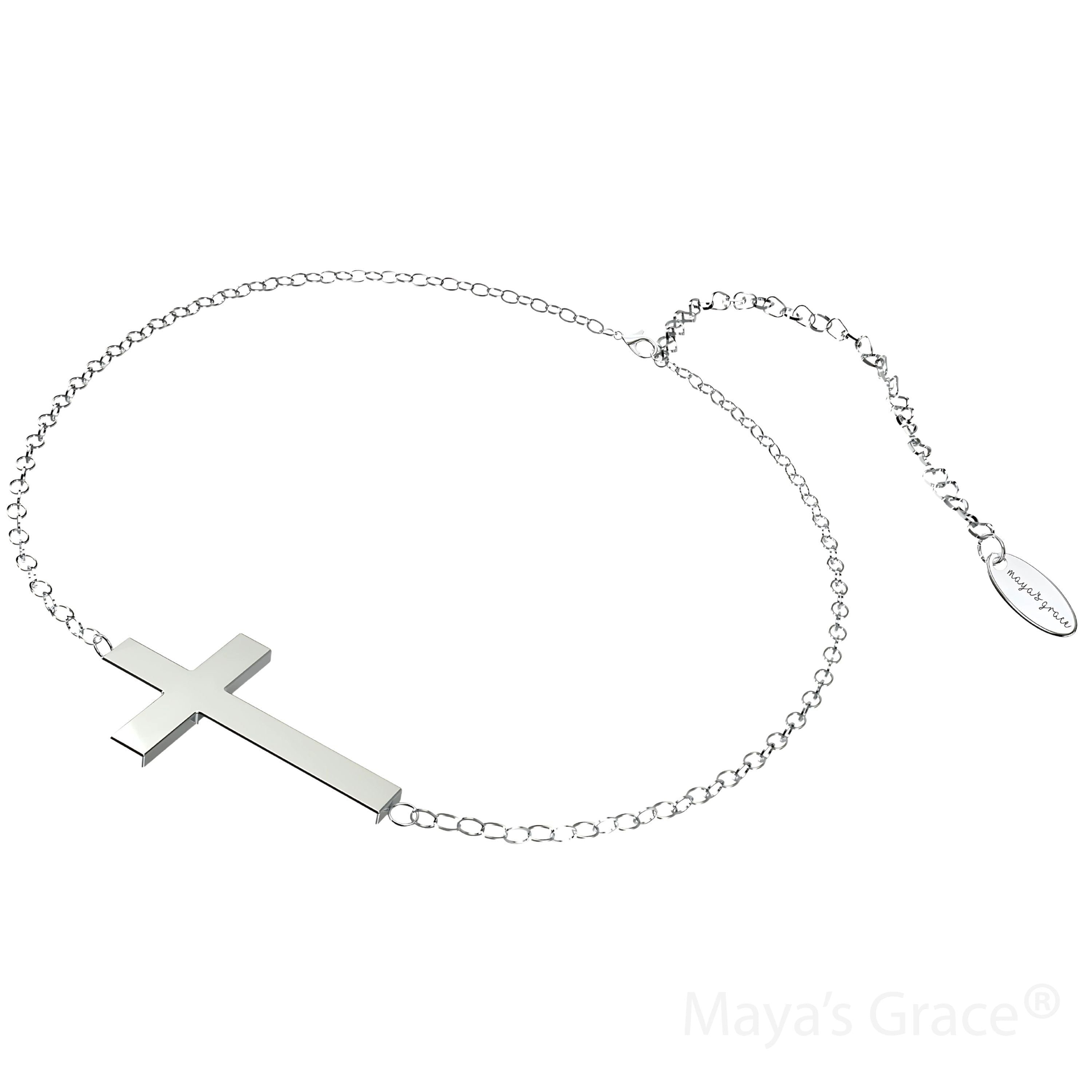 Adjustable Cross Ankle Bracelet for Women - Silver