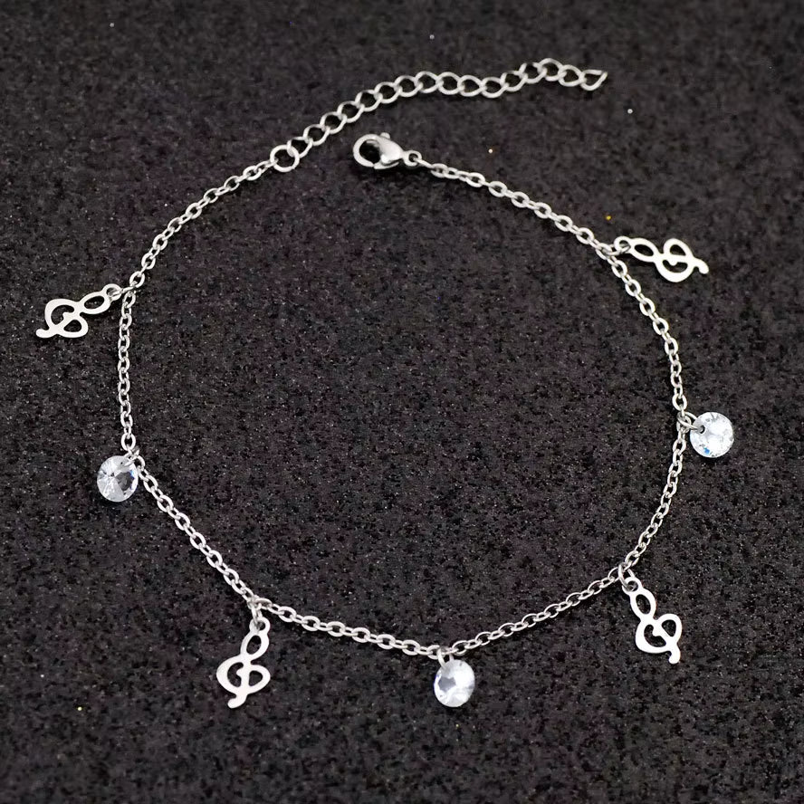 Allergy Free Stainless Steel Anklets for Women Star Love Heart Charm Ankle Bracelet on Leg Crystal Foot Chains Beach Accessories