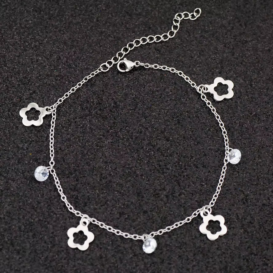 Allergy Free Stainless Steel Anklets for Women Star Love Heart Charm Ankle Bracelet on Leg Crystal Foot Chains Beach Accessories