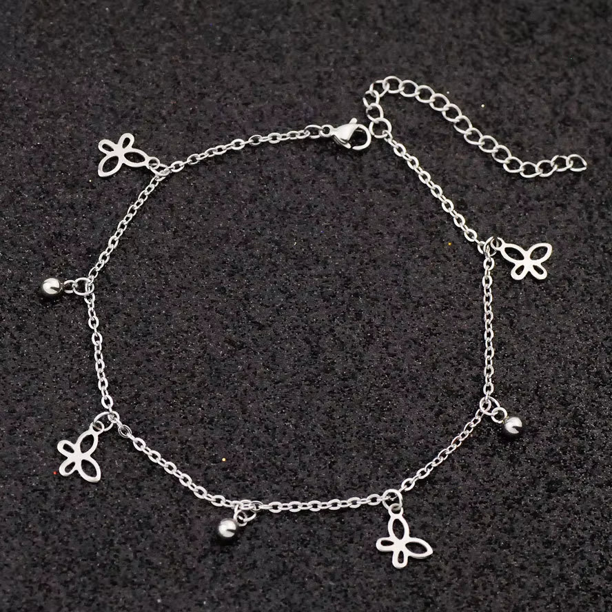 Allergy Free Stainless Steel Anklets for Women Star Love Heart Charm Ankle Bracelet on Leg Crystal Foot Chains Beach Accessories