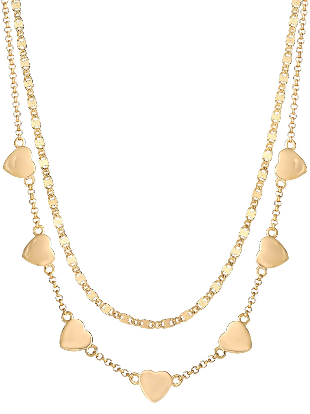 Gold Plated Sterling Silver 2 Piece Necklace Set, 18 In, Includes Gift Box