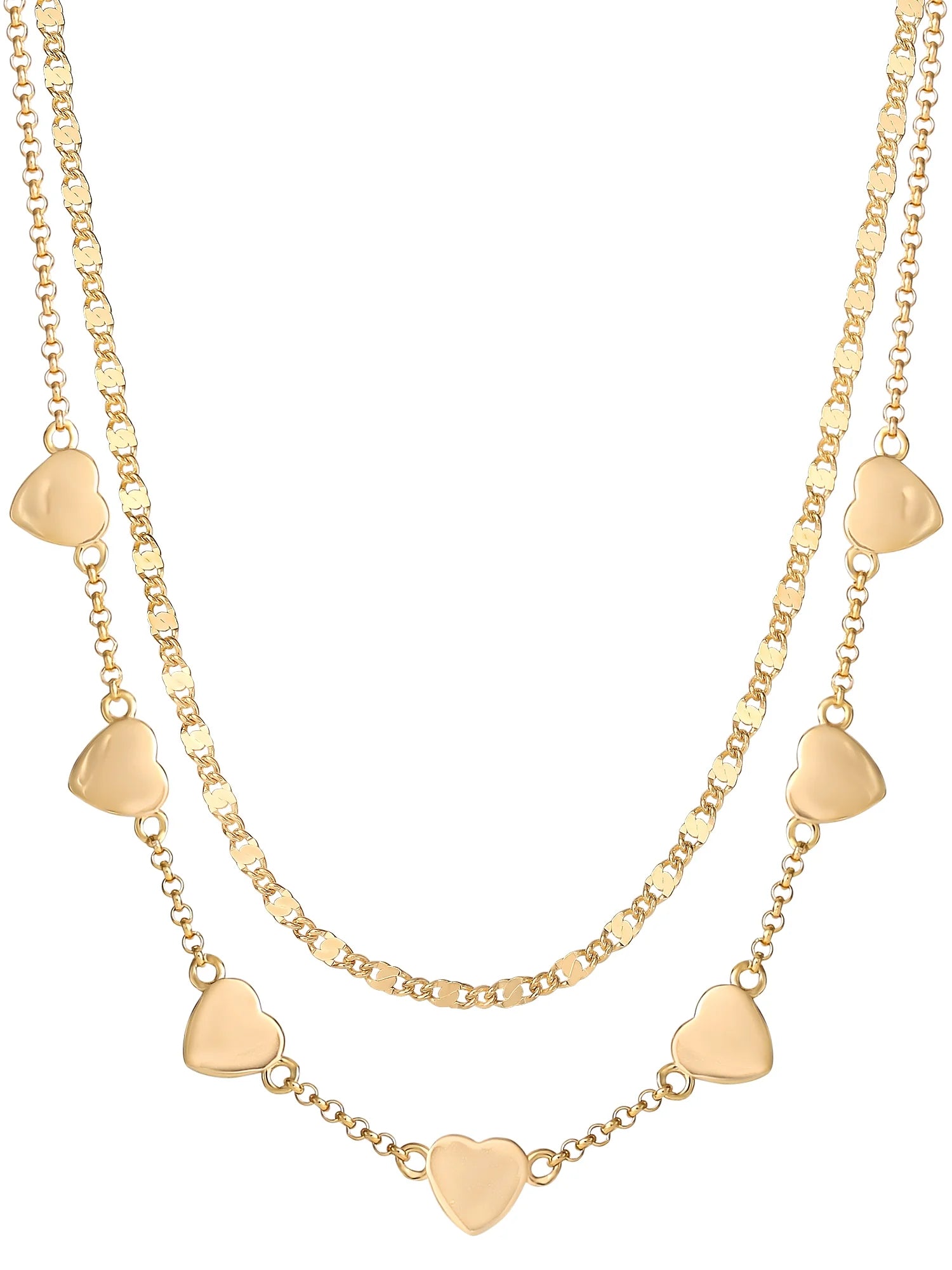 Gold Plated Sterling Silver 2 Piece Necklace Set, 18 In, Includes Gift Box